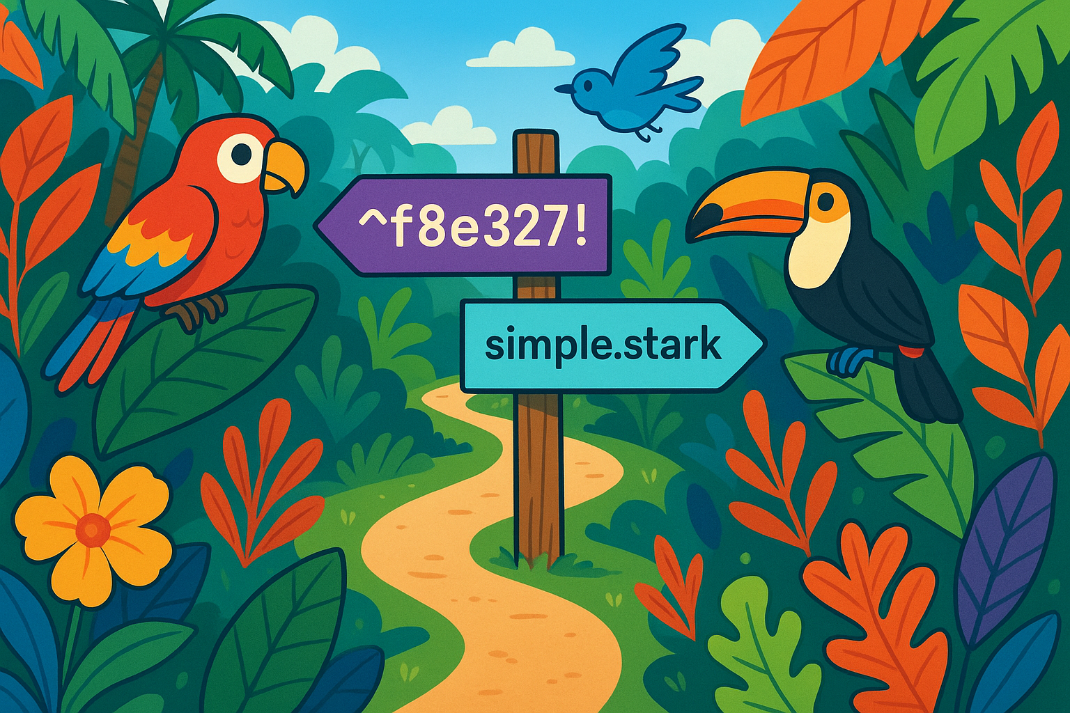 An illustration showing human-readable addresses replacing complex hexadecimal addresses.